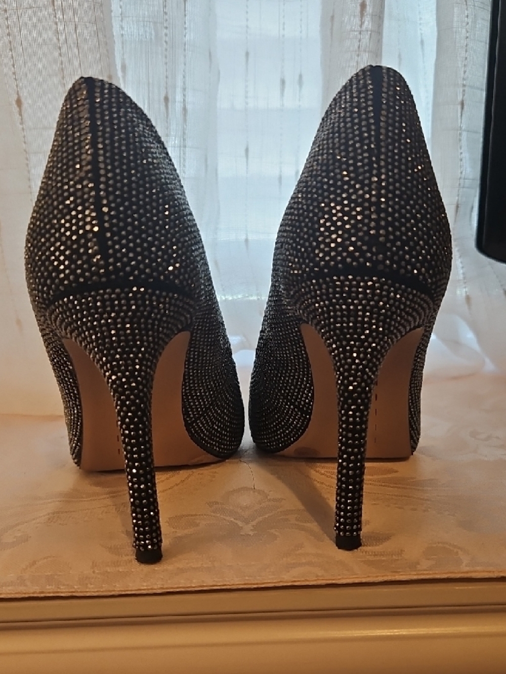 Gianni Bini Black & Silver Rhinestone Pointed-Toe Heels - Picture 4 of 5
